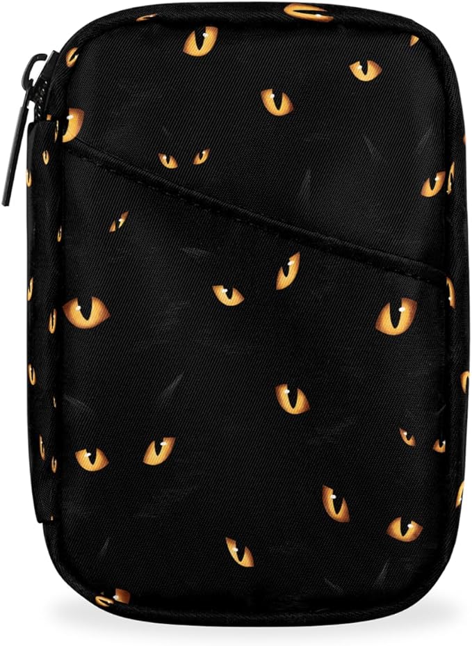 Black cat Eyes Pill Case Everyday Travel, 7 Day Weekly Medicine Pill Box Compact Portable Pills Bottle Organizer with Zipper for Daily Vitamin Medicine Holder Bottle Organizers Bag