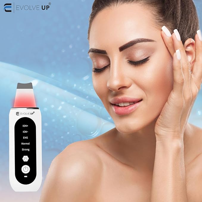 Facial Skin Scrubber - Face Cleansing Spatula, Blackhead Remover, Facial Pore Extractor - Portable & Ergonomic Design for Deep Cleansing - 5 in 1 Skincare with Red & Blue Light Stimulation