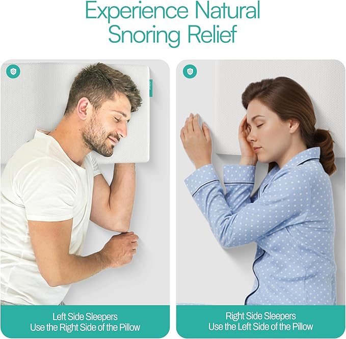 The Original Anti-Snoring Pillow for Side Sleepers, Snoring Solution and Remedy, Patent-Pending Stop Snore Aid with Memory Foam, Snore Stopper, Anti-Snore Pillow, Anti-Snore Devices