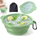 Face Bowl for Ice with Built-in Ice Tray – Collapsible Silicone Facial Ice Bath Bowl for Cold Plunge Therapy, Skin Tightening & Acne Relief – Portable Spa Tool for Home & Travel（Green