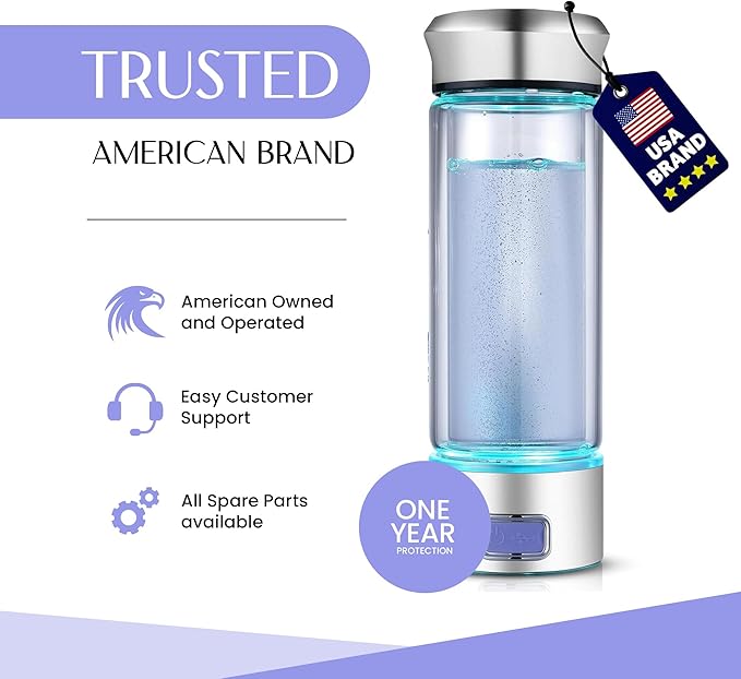 LevelUpWay Hydrogen Water Bottle - Advanced SPE/PEM Technology, Premium Borosilicate Glass, Made for Daily Hydration