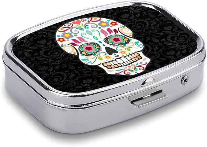 AOLDHYY Halloween Sugar Skull Pill Box 2 Tools Box, Easy Access to Tools, Versatile Tools