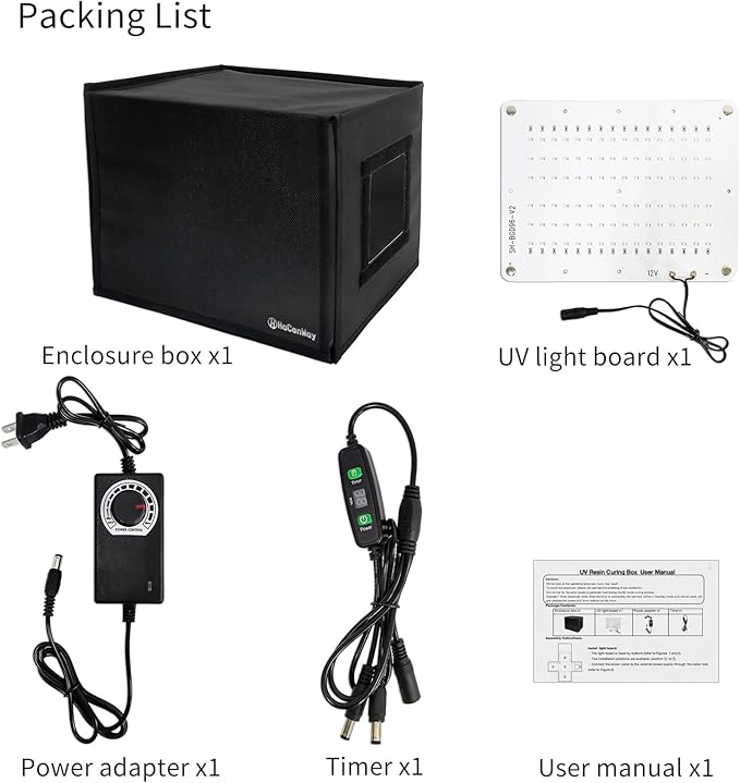 Upgrade UV Resin Curing Box with Adjustable Brightness 48W 395nm UV Curing Light Smart Time Control UV Cure Station DIY Curing Enclosure for SLA/DLP/LCD 3D Printer Solidify Photosensitive Resin