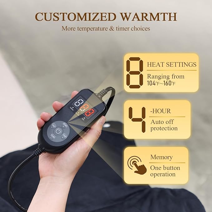 Neck and Shoulder Heating Pad: 2X Graphene Extra Hot Max 160℉ for Faster Deeper Pain Relief - 4H Auto Shut Off for Home Office Use - Machine Washable - Gifts for Dad Grandpa Husband