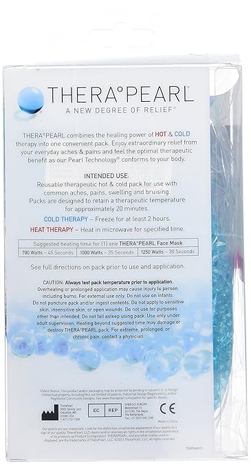 THERA°PEARL Face Mask, Reusable Hot Cold Ice Therapy Mask with Gel Beads, Flexible Cold Eye Mask for Acne, Swollen Face, Puffy Eyes, Relaxation, and Stress Relief