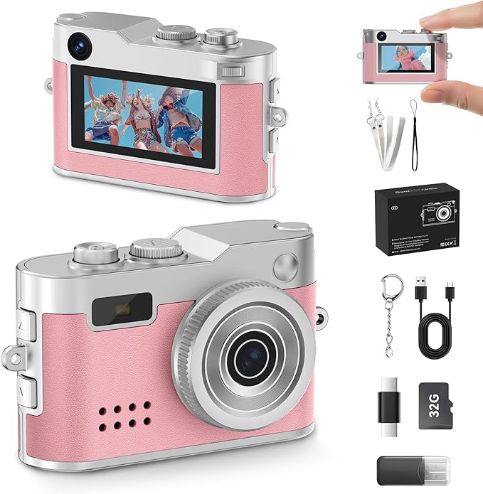 Keychain Camera, 1080P Y2K Vibe Camera, 32GB Card, 80 Min Record, Pocket-Sized Birthday Gift for Best Friends, Travel & Campus Life