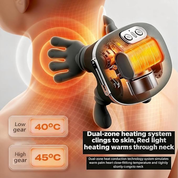 Neck Massager with Fingers - Bionic Heated Massager,Neck and Shoulder Massager,Wireless Portable Electric Shiatsu 4D Kneading Massage, Simulated Human Hand Design(Green)