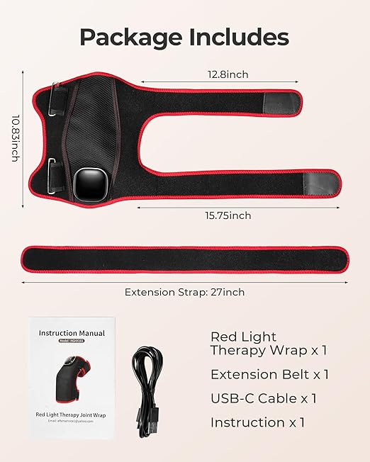 Red Light Therapy for Knee, Heated Knee Massager for Pain Relief, Cordless Knee Wrap with Vibration Massage, 3000mAh Battery, 660 & 850nm Near Infrared Light Therapy for Joint/Elbow/Shoulder