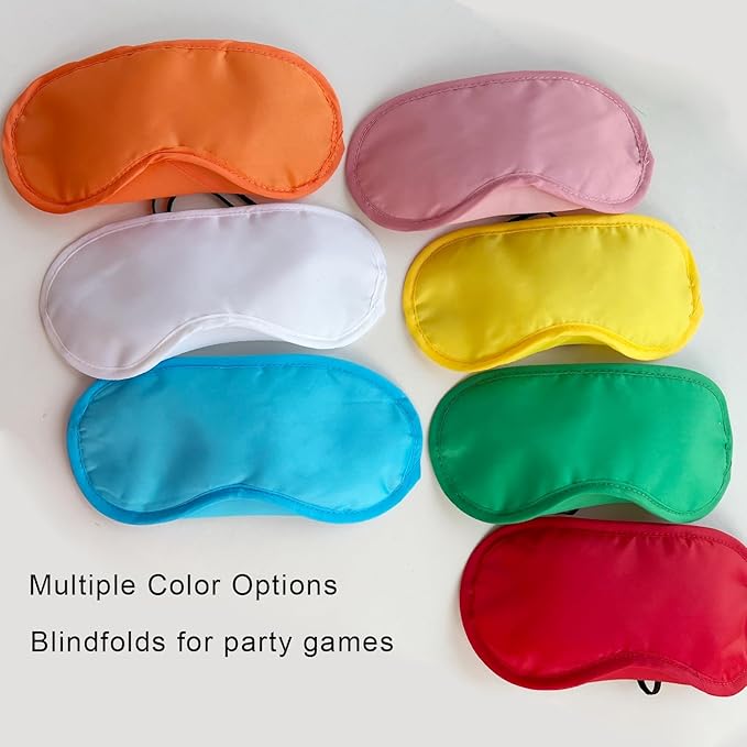 6 Pack Blindfold Eye Mask Cover Sleep Mask for Party Games Travel Sleep Team Build Party Supply with Adjustable Strap for Women Men Kids, White