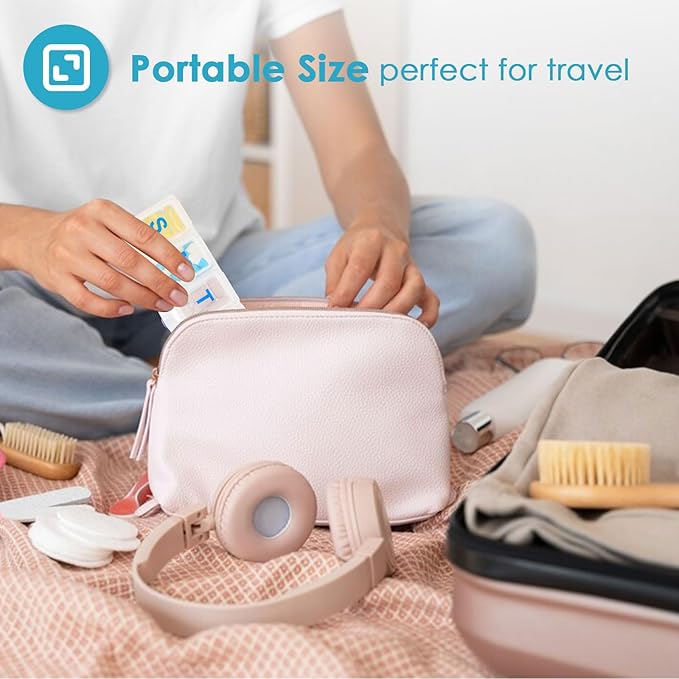 Extra Large Weekly Pill Organizer 1 Time a Day, Travel Pill Box 7 Day, Portable Pill Case with Push Button, Daily Pill Dispenser for Medication Vitamins Fish Oil Supplements