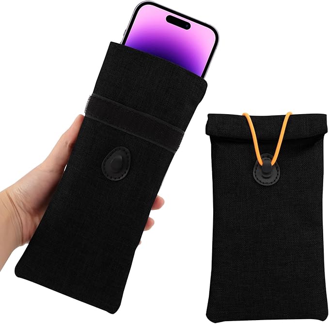 Faraday Bags for Phones, Signal Blocking Case Dry Shield Faraday Phone Sleeve Waterproof Dry Bag for Cell Phones, Car Key/WiFi/RFID/GPS Signal Blocker(Color:Black)
