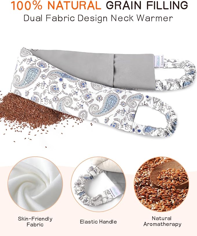 Heating Pad for Neck and Back, Extra Long Microwavable Weighted Moist Heat Pack, Reusable Neck and Back Wrap for Sore Muscles & Stress Relief