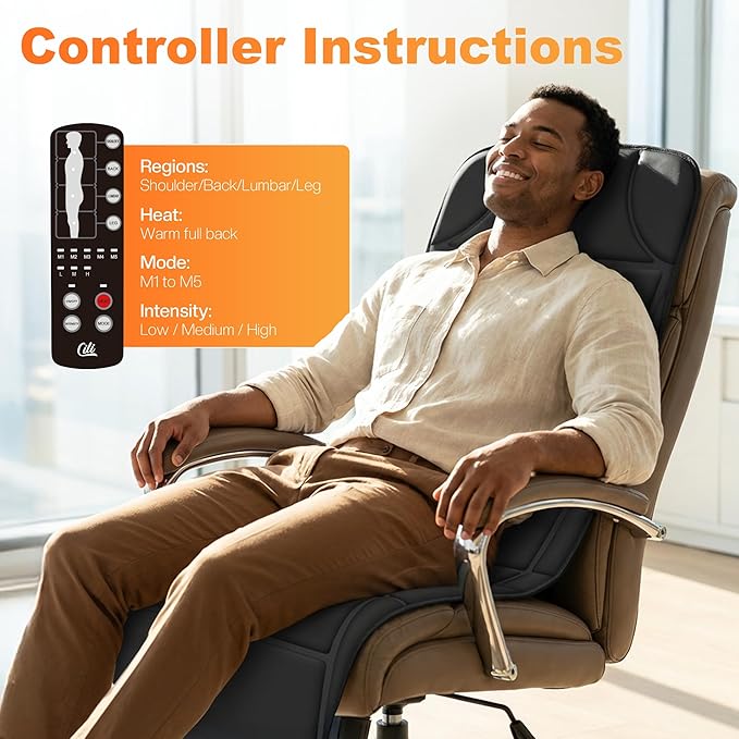 CILI Massage Mat Full Body,Massager Chair Pad,10 Vibration Motors & 5 Massage Modes,Back Massager for Bed,Massage Mattress Pad for Back,Heating Pad with Auto Shut Off