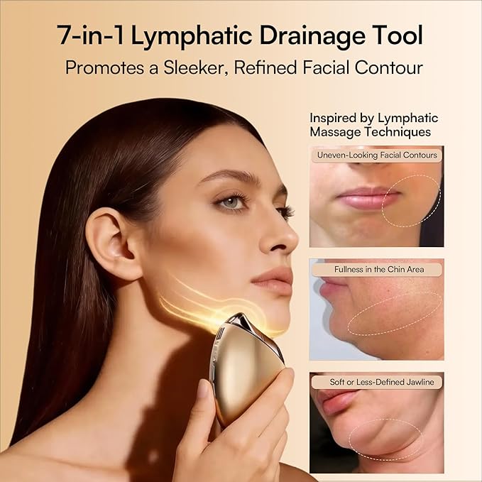 INIA 7-in-1 Red Light Therapy for Face and Neck Gua Sha Facial Massager Tool Device with Thermal and Cryo Mode for Puffiness & Firming Skincare Tool