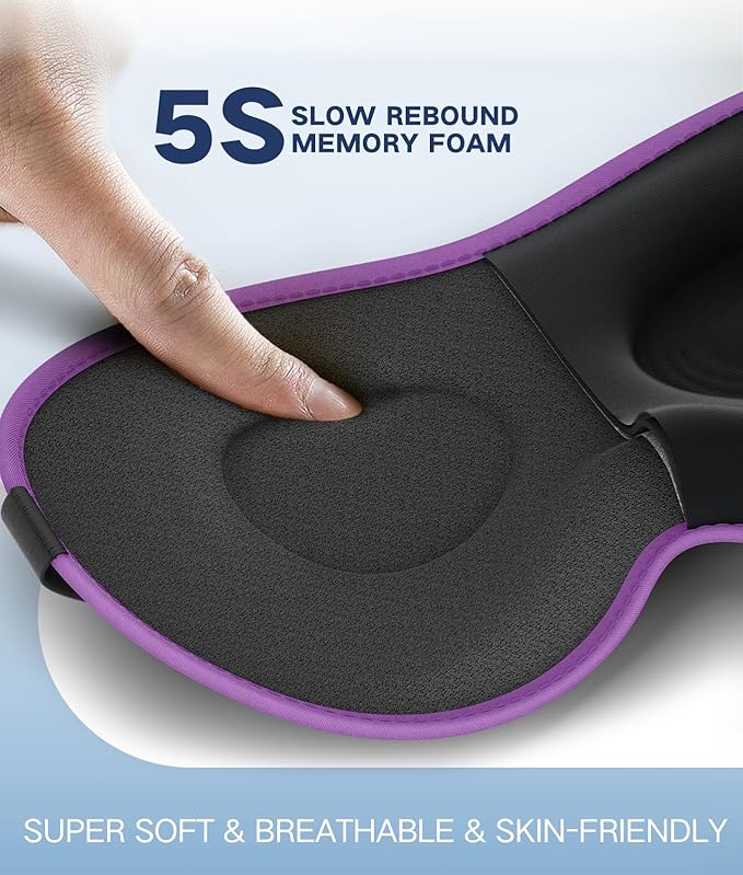 Sleep Mask for Women Men - Eye Masks for Side Sleepers, 3D Contoured Night Blindfold 100% Blockout Pressure-Free, Soft Lightweight Breathable Eye Cover Shade Sleeping for Airplane, Travel, Nap