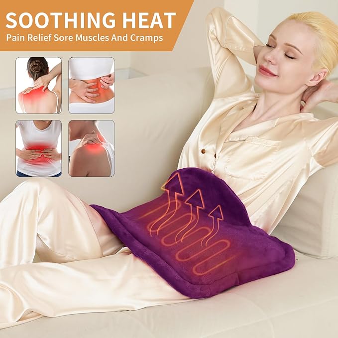 Heating Pad for Neck and Shoulders and Back Pain Relief, Weighted Heat Pad with Dry&Moist Heat, Neck Heating Pads 4 Heat Settings, Auto-Off, Christmas Gifts for Women Men Mom Dad, 19'' x 22'', Purple