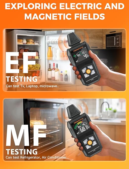 EMF Meter Radiation Detector, ET01Pro EMF Detector, 5-in-1 Electromagnetic Field & Radio Frequency Detector for Home Use & Office EMF Inspections,Ghost Hunting Equipment
