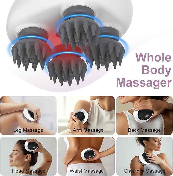 Electric Scalp Massager, Portable Head Stress Relax,IPX7 Waterproof Rechargeable Head Massager Scalp Stress Relax, Body for Deep Cleansing, Relief, Hair Growth (Black)