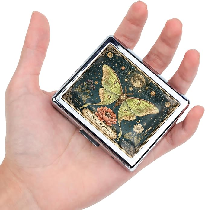 7 Days Chromed Shiny Silver Pill Organizer with Mirror Inside Has 8 Separate Compartments Rectangle,Versatile Storage for Medication - Ideal Travel Accessory (A Beautiful Butterfly)