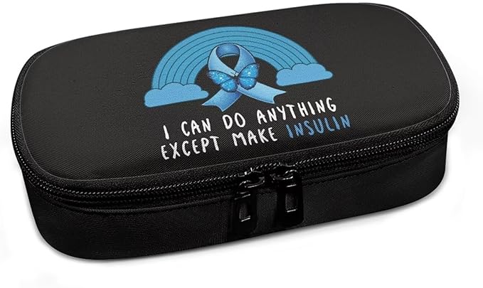 Rnyleeg Insulin Cooler Travel Case Blue Ribbon Insulin Bags for Women Reusable Diabetic Bags for Supplies Black Medicine Storage Bag