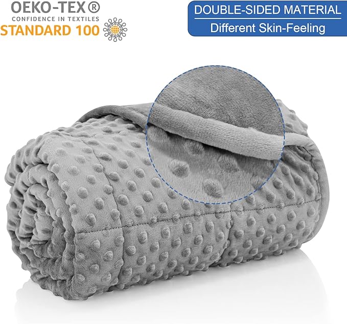 Weighted Blanket Queen 20lbs for Adult(60"×80",Gray) Breathable Soft Minky Weighted Throw Blanket for All Season,Heavy Blanket with Premium Glass Beads