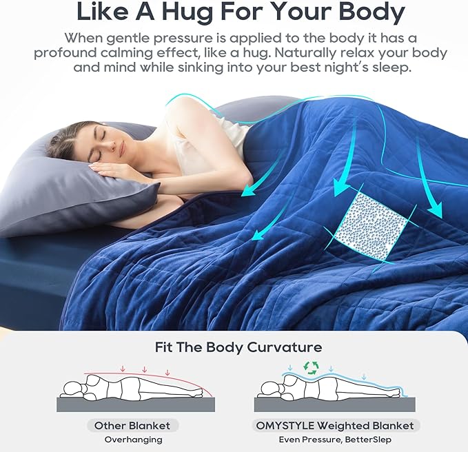 King Size Weighted Blanket 20lbs(88''x104'', Dual-Sided), Reversible King Weighted Blanket with Cozy Warm Velvet & Cooling Tencel Fabric for Adults & Couple All Season - Carry Bag Included, Navy Blue