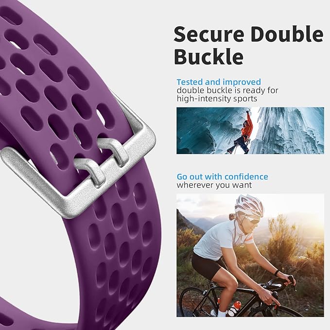 Getino Sport Bands Compatible with Fitbit Charge 5/ Charge 6 Women Men, Breathable Soft Waterproof Strap Adjustable Replacement Accessories for Fitbit Charge 5/ Charge 6 Advanced Fitness Tracker, Plum
