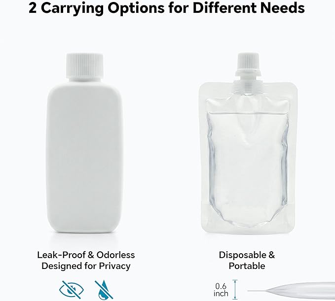 20 Pcs Urine Test Complete Kit - 10 Urine Temperature Strips, 2 Slim HDPE Bottles, 4 Disposable Water Bags, Hi-Stretch Hidden Strap & Foldable Funnel，Urine Bottle Kit Test Practice at Home