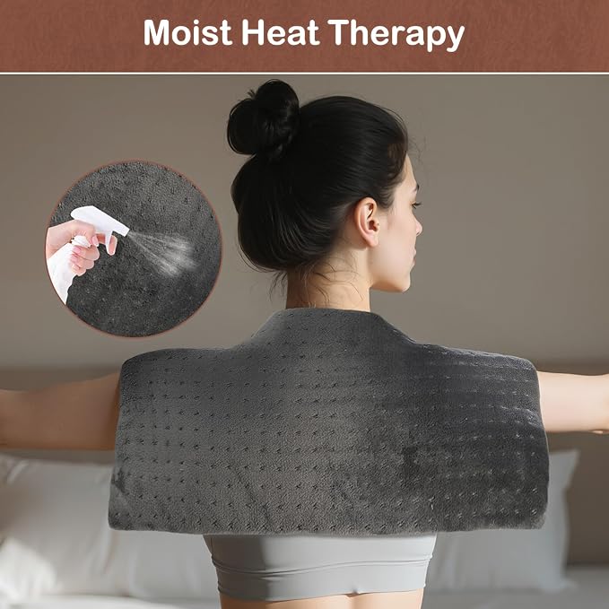 Heating Pad for Back Pain Relief & Period Cramps,12x24 Inches,XL Heating Pad for Shoulder and Neck,with 4 Temperature Controllers | Auto Shut-Off | Dry/Moist Heat Therapy, Gift for Women Men