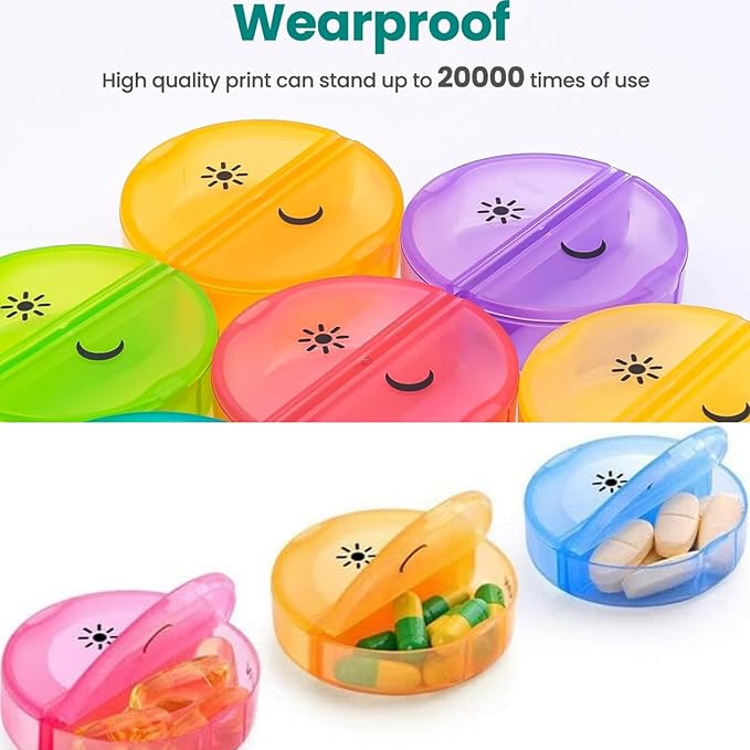 Large Weekly Pill Organizer 2 Times a Day, Vitamin Box, Convenient and Easy to Use, X-Large Pop-Out Compartments, Daily Pill Box AM PM Pill Case for Medicine/Vitamin/Fish Oil/Supplements (White)