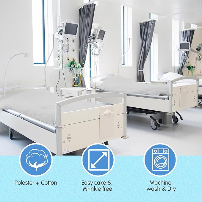 Moukeren 3 Pcs Hospital Bed Sheets Set Deep Pocket Fitted Sheet 36 with Elastic All Around Easy Care Knitted Jersey for Home/Nursing Home (Gray)