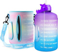 QuiFit 1 Gallon Water Bottle - with Straw & Motivational Time Marker Leak-Proof BPA Free Reusable Gym Sports Outdoor Large(128OZ/73OZ) Capacity Water Jug