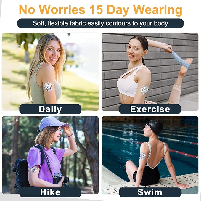 Libre 2 Sensor Covers & Lingo CGM Waterproof and Sweatproof Adhesive 15 Days Protection, Pre-Cut Medical Tape for Freestyle Libre 2 Plus Sensor, Continuous Glucose Monitor Patch