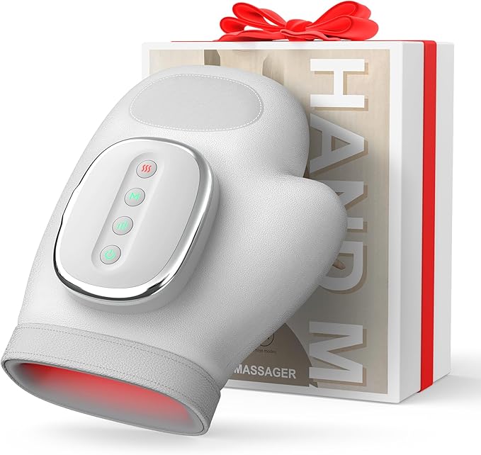 【Christmas Gift】Hand Massager with Heat & Compression – Relief for Arthritis, Carpal Tunnel, & Muscle Tension – 3 Massage Modes, 5 Compression Levels, & Adjustable Temperature – Gift for Women, Men