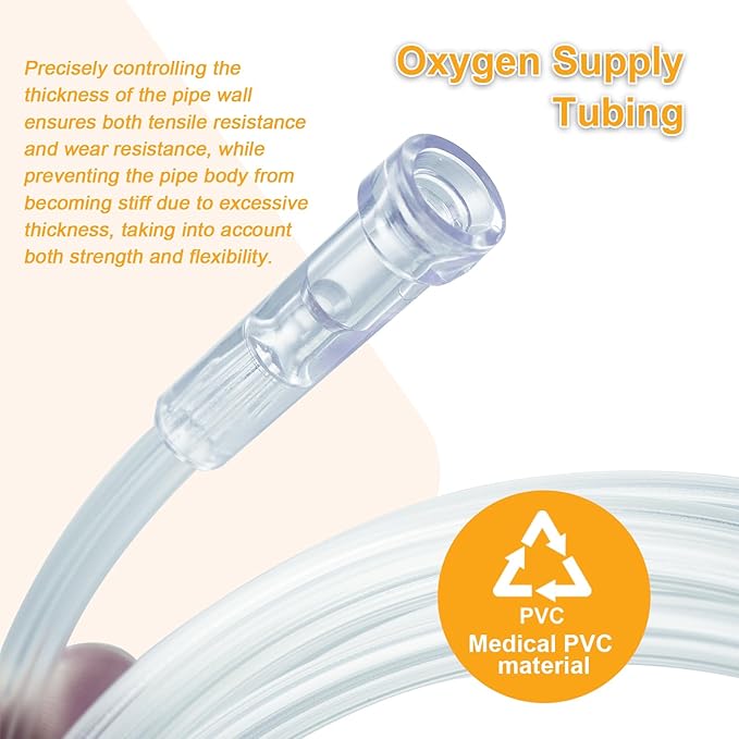 Oxygen Supply Tubing - Premium Crush-Resistant with Curved Prongs, High Flow Oxygen Tubing for Oxygen Concentrator Machine, Nebulizer Tubing & Oxygen Therapy - 32.8 FEET 3 Pack