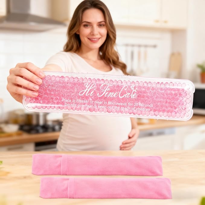Perineal Cooling Pad for Postpartum Recovery, Extra Durable Gel Cold Packs for Hemorrhoids & C-Section Relief, 2 Reusable Ice Packs & 2 Washable Covers, New Mom Gift