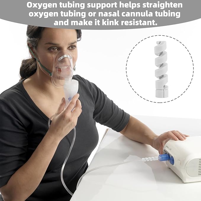 10 Pack Oxygen Tube Support Crimp Straightener for Portable Oxygen Concentrator, Oxygen Tubing Support for Oxygen Tank Oxygen Hose Nasal Cannula Oxygen Accessories (Gray)