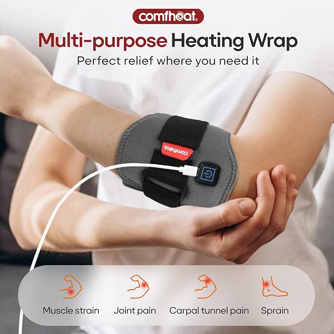 Heating Pad for Bicep Arm Pain Relief, USB Powered Heat Wrap for Joint Pain, Adjustable & Flexible Wrap Around for Ankle Arm Multiple Areas of The Body