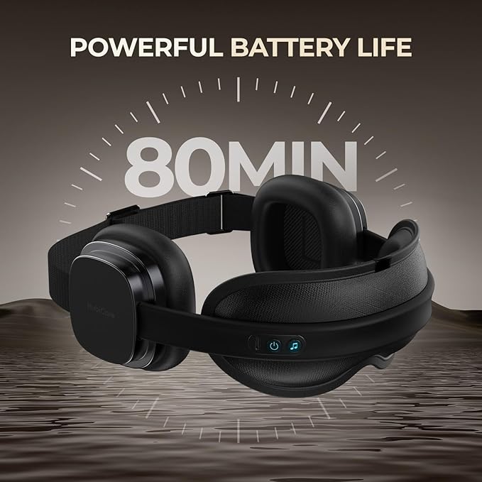 HubiCare Heated Eye Mask with Bluetooth Music and Noise-Blocking Headphone, Warm Eye Relaxer for Dry Eyes, Relaxation and Travel, Better Sleep, Meditation, and Strain Relief (Black)