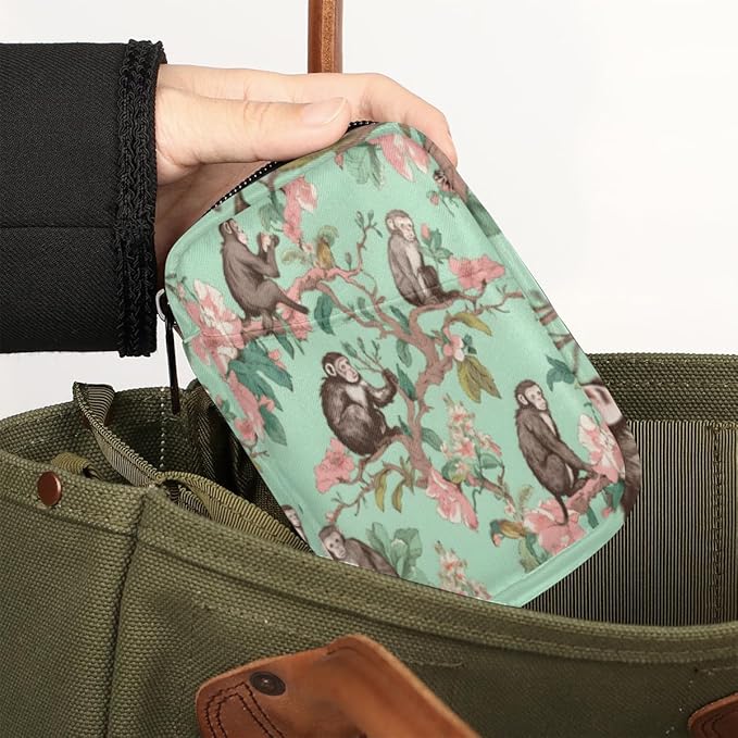 Cool Cartoon Cute Monkey Travel Pill Organizer Bag Portable Weekly Pill Box Travel Medicine Organizer 7 Day Pill Case with Zipper for Daily Travel Family Business
