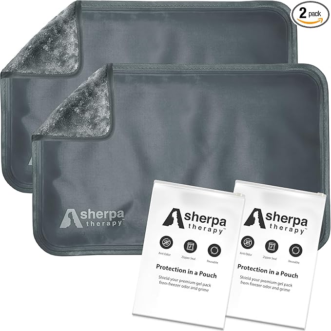 Medium Flexible Gel Ice Packs Reusable - Hot and Cold Soft Ice Packs for Injuries Reusable for Ankle, Arm, Foot, Leg, Back Pain Relief - 8" x 12" - 2PK - Grey