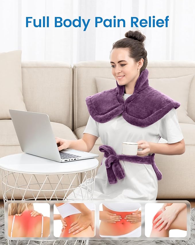RENPHO Electric Heating Pad for Back, Mothers Day Gifts & Birthday Gifts for Women Men Mom Dad, FSA Eligible & HSA Store, Neck and Shoulder Heat Pad, Fast Heating, 24"x33", ETL Certified, Purple