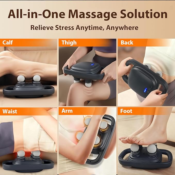 4 Head Massage Gun,Update 25W Powerful Motor for Deep Tissue Percussion Massager with 99 Intensity Levels for Neck, Back,Shoulders, Legs Pain Relief & Recovery