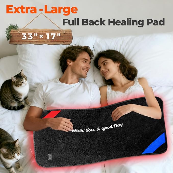 33"x17" Red Light Therapy Mat for Body – 480 LEDs Infrared Light Pad (660nm & 850nm Dual Wavelengths) for Pain Relief on Back, Waist, Knees & Joints –Red Light Therapy Panel, Ideal Gift for Women& Men