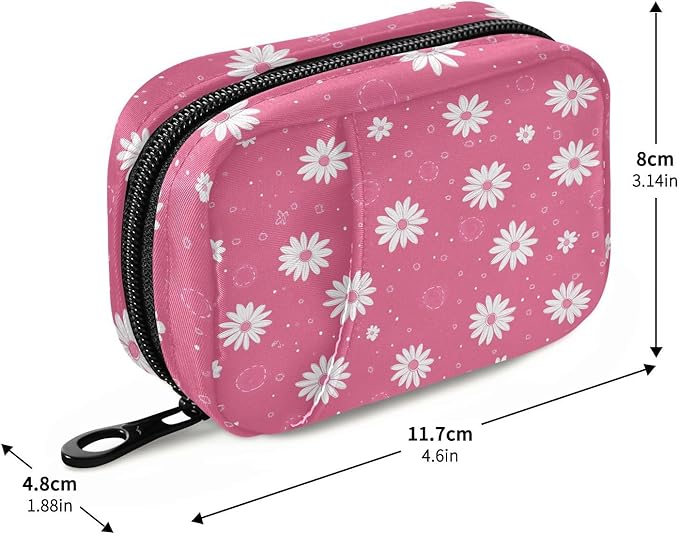 Flower Weekly Pill Organizer Case Travel Portable Pill Bag for Medicine Vitamin Large Capacity Zipper Medicine Organizer