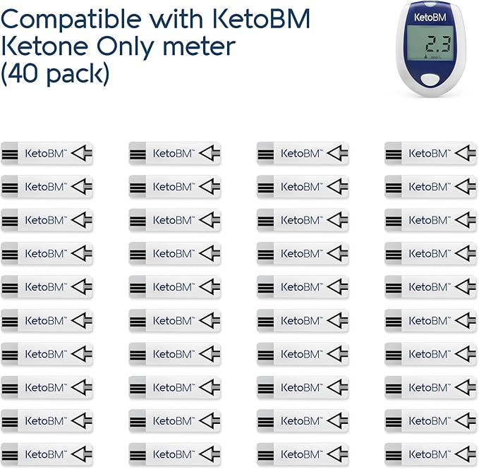 KetoBM Blood Ketone Test Strips for Ketone Only Meter, 40pk