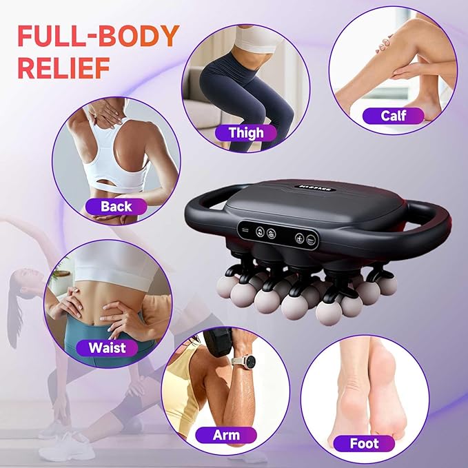 28-Heads Massage Gun Set for Total Body Muscle Recovery, Deep Tissue Percussion Massager with 9 Adjustable Modes, Quiet High-Power Back & Full-Body Massager for Home, Gym & Office,