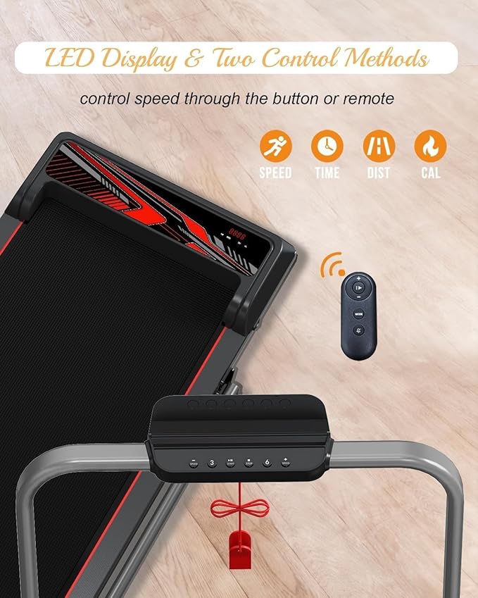 Treadmill with Handles, 2.5HP Walking Pad Treadmills with Handle Bar, Under Desk Treadmill with Remote Control LED Display, Electric Treadmills for Home Small, 270LBS Capacity