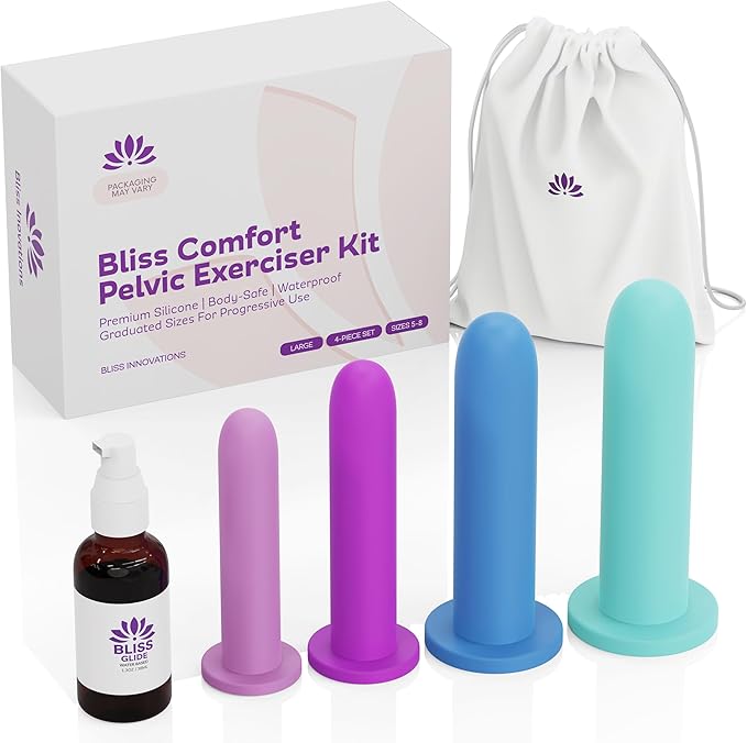 Bliss Innovations Comfort Silicone Pelvic Floor Trainer Kit – Sizes 5-8 – Soft & Flexible Design for Gentle Progression – Includes Bonus 1.3 Oz Bliss Glide ($10 Value)
