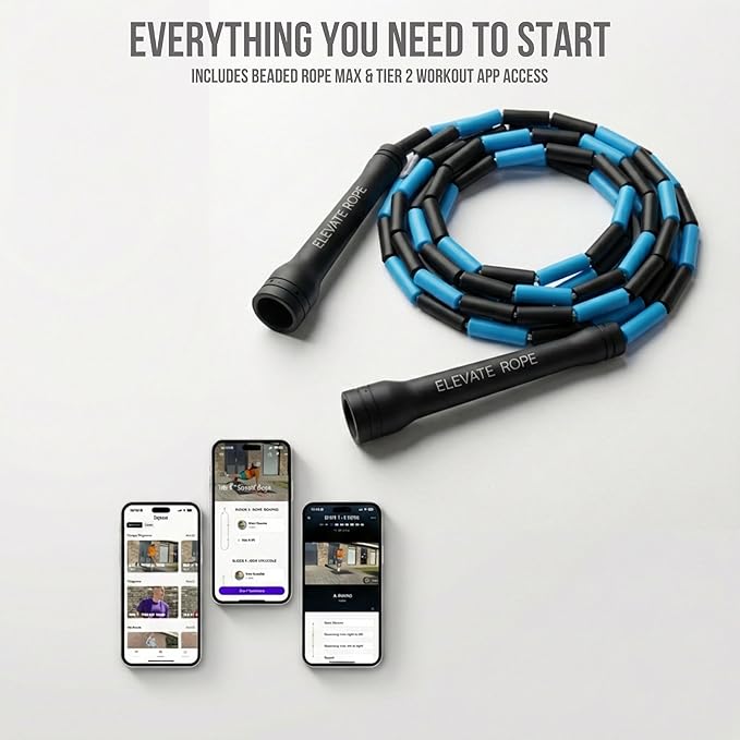 Elevate Rope Professional Beaded Jump Rope - 3m Adjustable, Quality Beads & Poly Cord - For Freestyle, Cardio & Tricks - All Levels & Indoor/Outdoor Use